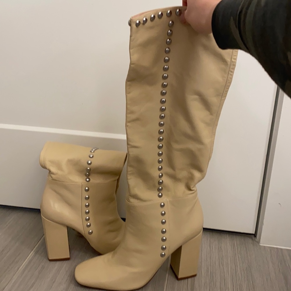 Cream Tall Heeled Boots
